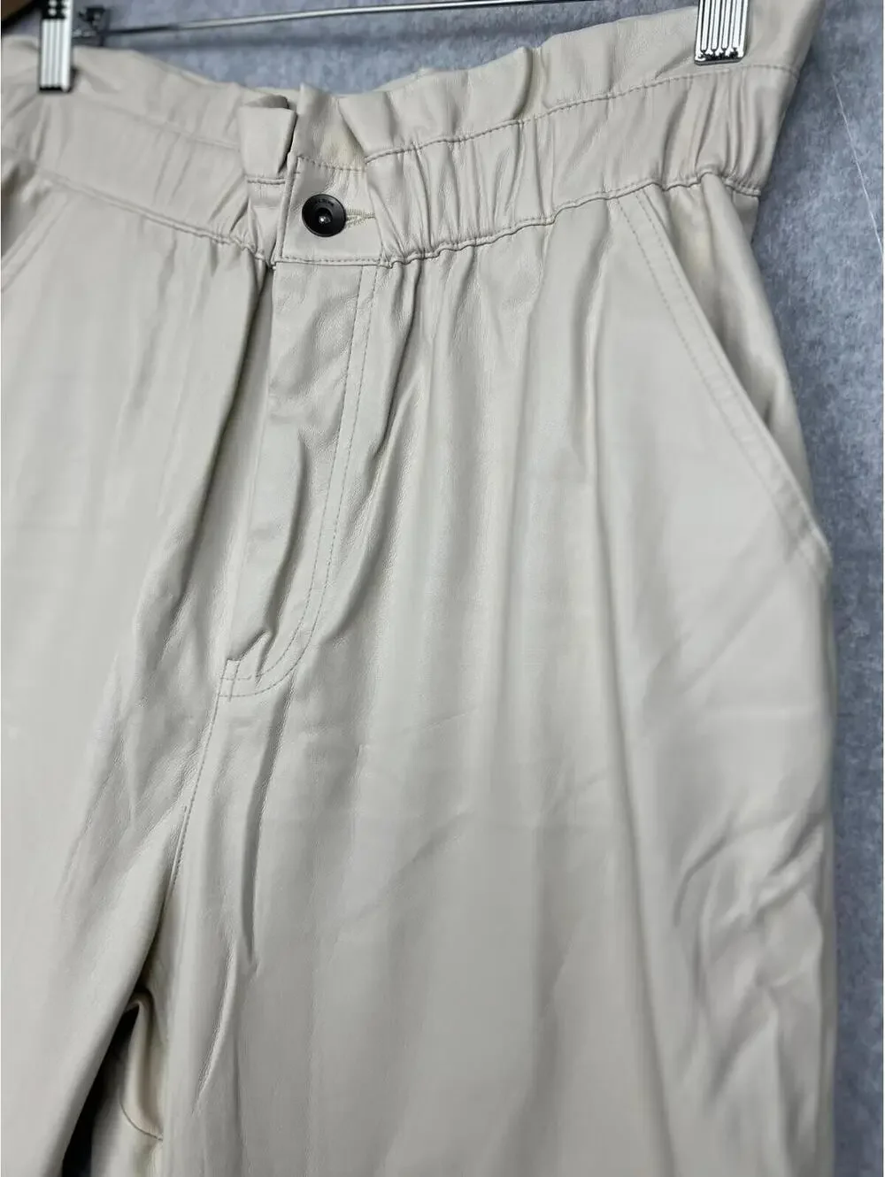 90s Zara High Waist Paper Bag Wide Leg Faux Leather Pants Womens Size 8 Oversize